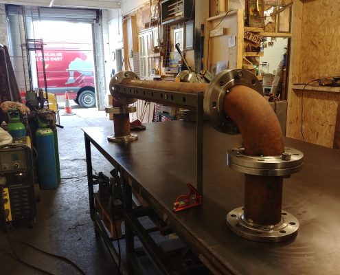 Bespoke contract furniture rusted industrial pipe 10 tap beer font