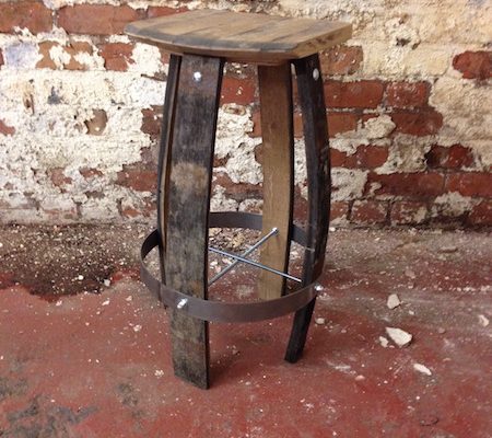 bespoke bar stool hand made from old oak whiskey barrels