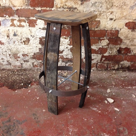 bespoke bar stool hand made from old oak whiskey barrels