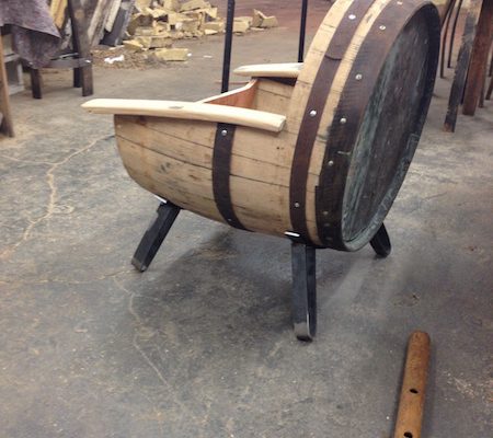 bespoke oak barrel tub chair