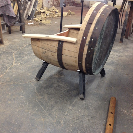 bespoke oak barrel tub chair